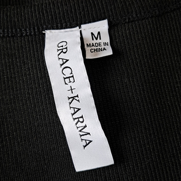 Grace + Karma Flutter Sleeve Ribbed Tank Top Black Women’s Size Medium NWT - Picture 4 of 6